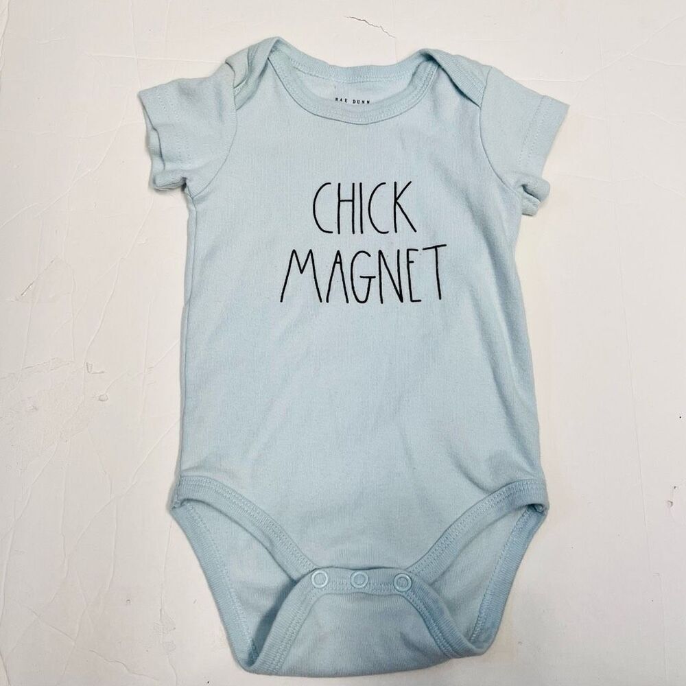 Rae Dunn Chick Magnet Blue Bodysuit   Sz 6-9 m
